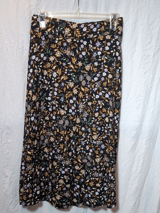croft & barrow Dresses & Skirts - Plus Size croft & barrow Black Maxi Skirt with Mustard and Lilac Floral Print